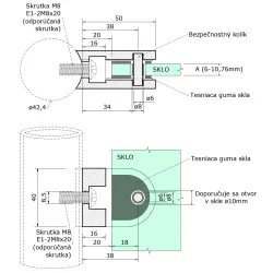 Svorka na trubku ø 42,4 mm, sklo 6 - 10,76 mm, AISI 304 Svorka na trubku ø 42,4 mm, sklo 6 - 10,76 mm, AISI 304